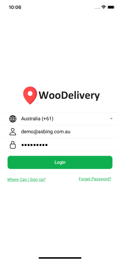 Woodelivery Driver App Login
